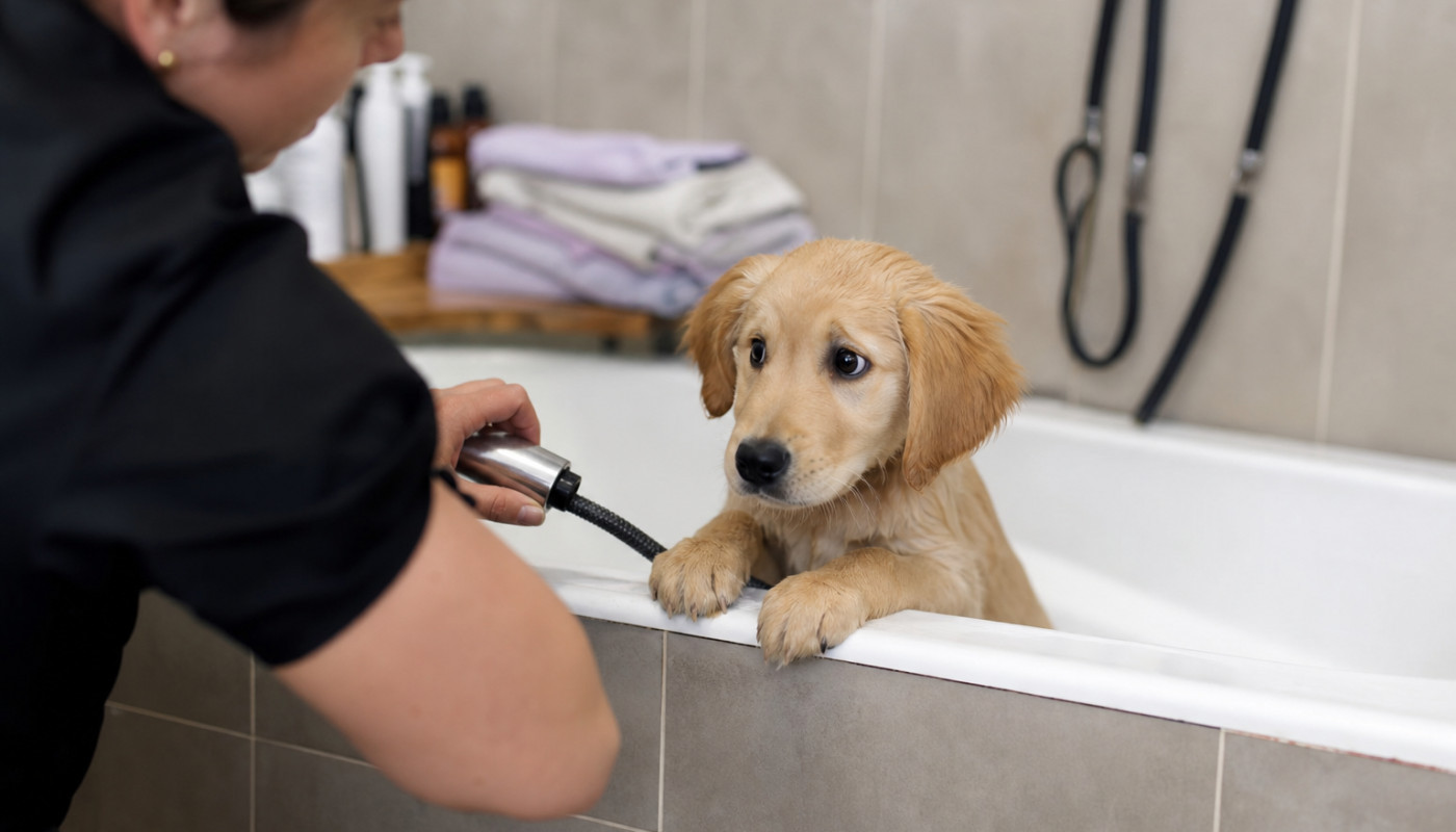 Toilettage : découvrez pourquoi certains chiots redoutent la baignoire